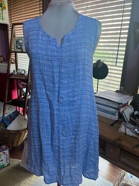 Flax Sky Blue Textured V-Neck dress medium
